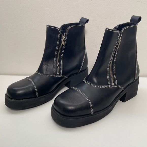 LAX Vintage 90s Y2K chunky moto boots bratz punk combat square toe lug sole sz 9 - Picture 2 of 12